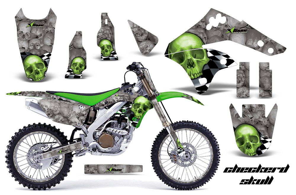 Kawasaki KX250F 06-08 Graphics Kit NPs CheckerdSkull G